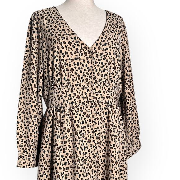 New $150 JCREW Button Front Midi Dress A-Line Leopard Brunch Party Sundress - Picture 5 of 13